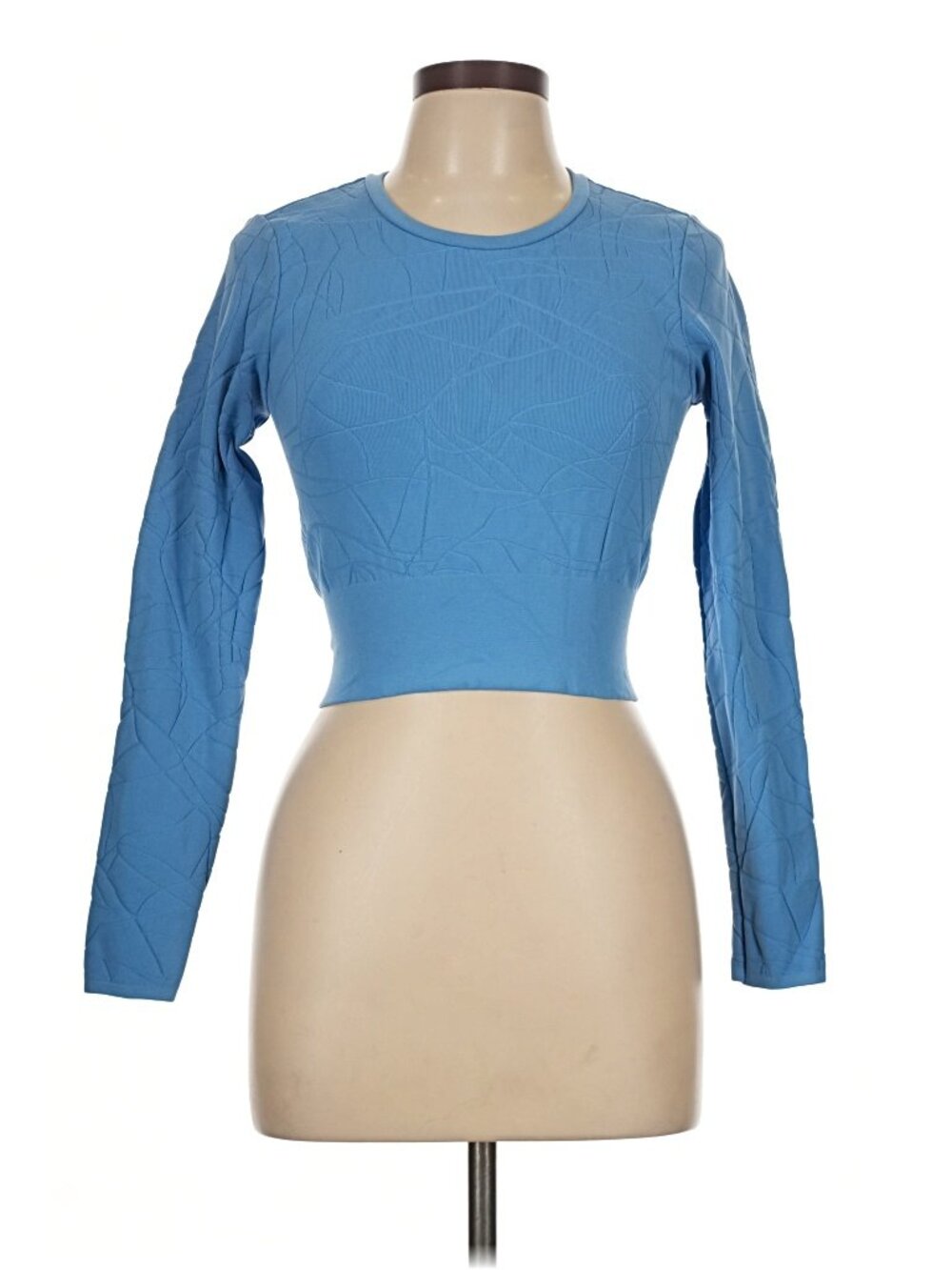 Sweaty Betty Blue Motion Jacquard Long Sleeve Crop Top Thumbholes Size L - Picture 3 of 7